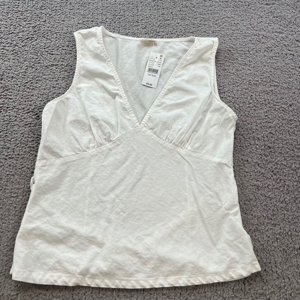 John Galt White V-Neck Tie Back Tank Top One Size NWT